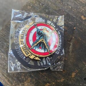 Brand New In Packaging Deluxe Wheel Of Death Spinning Enamel Pin Strike Gently